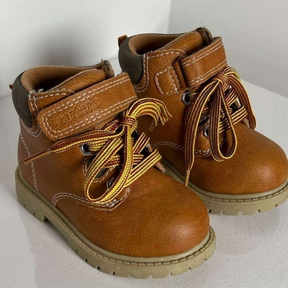 Carter's Unisex Child Mitch Size 6M High-top Brown Camo Trim Lace Up Boots
